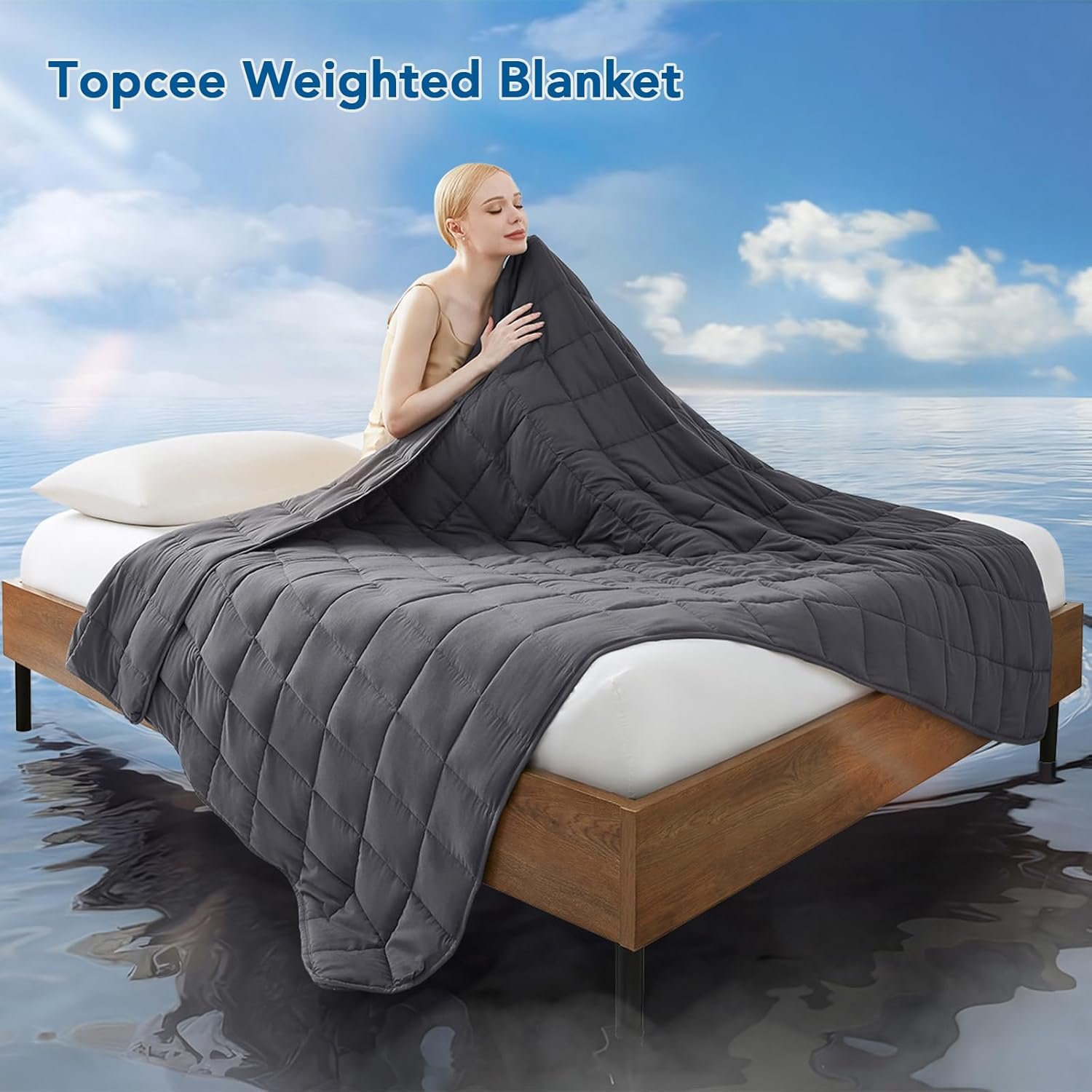 Topcee Weighted Blanket (20lbs 60"x80" Queen Size) Cooling Breathable Heavy Blanket Microfiber Material with Glass Beads Big Blanket for Adult All-Season Summer Fall Winter Soft Thick Comfort - Image 2