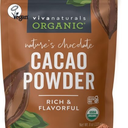 Organic Cacao Powder, Unsweetened, 8 oz (227 g) – Rich Dark Chocolate Flavor, Perfect for Baking, Smoothies & Hot Chocolate – Vegan, Keto, Paleo, Non-GMO & Gluten-Free Cocoa Powder