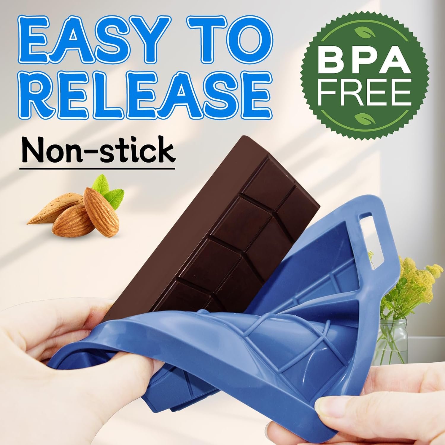 Chocolate Bar Molds Silicone Non Stick 0.82inch Deep,2 Pack Thick Dubai Shapes Chocolate Stuffed Bar Mold Kit for Filling Knafeh Candy with 100pcs Bags and 104pcs Stickers - Image 4