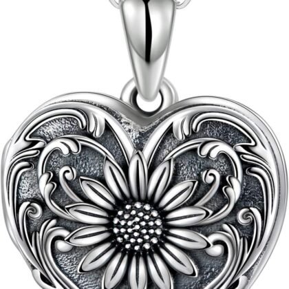 SOULMEET Personalized Silver Locket Necklace That Holds Pictures Photo Keep Someone Near to You, Memorial Custom Lockets Necklaces Letters Engraving for His Her
