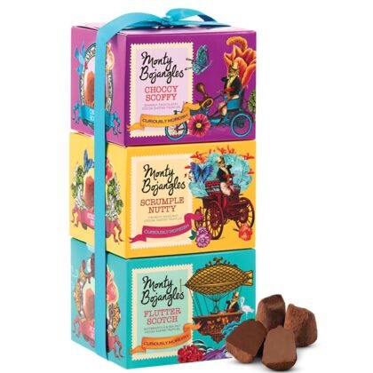 Monty Bojangles Cocoa Dusted Truffles Gift Tower (3 x 3.5oz Boxes) - 3 Flavors of Luxury Chocolate Truffle - The Perfect Chocolate Gift Box Selection