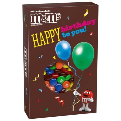 M&M'S Milk Chocolate Candy Happy Birthday Card and Gift Box All in One Birthday Present for All Ages, 10 Oz Box