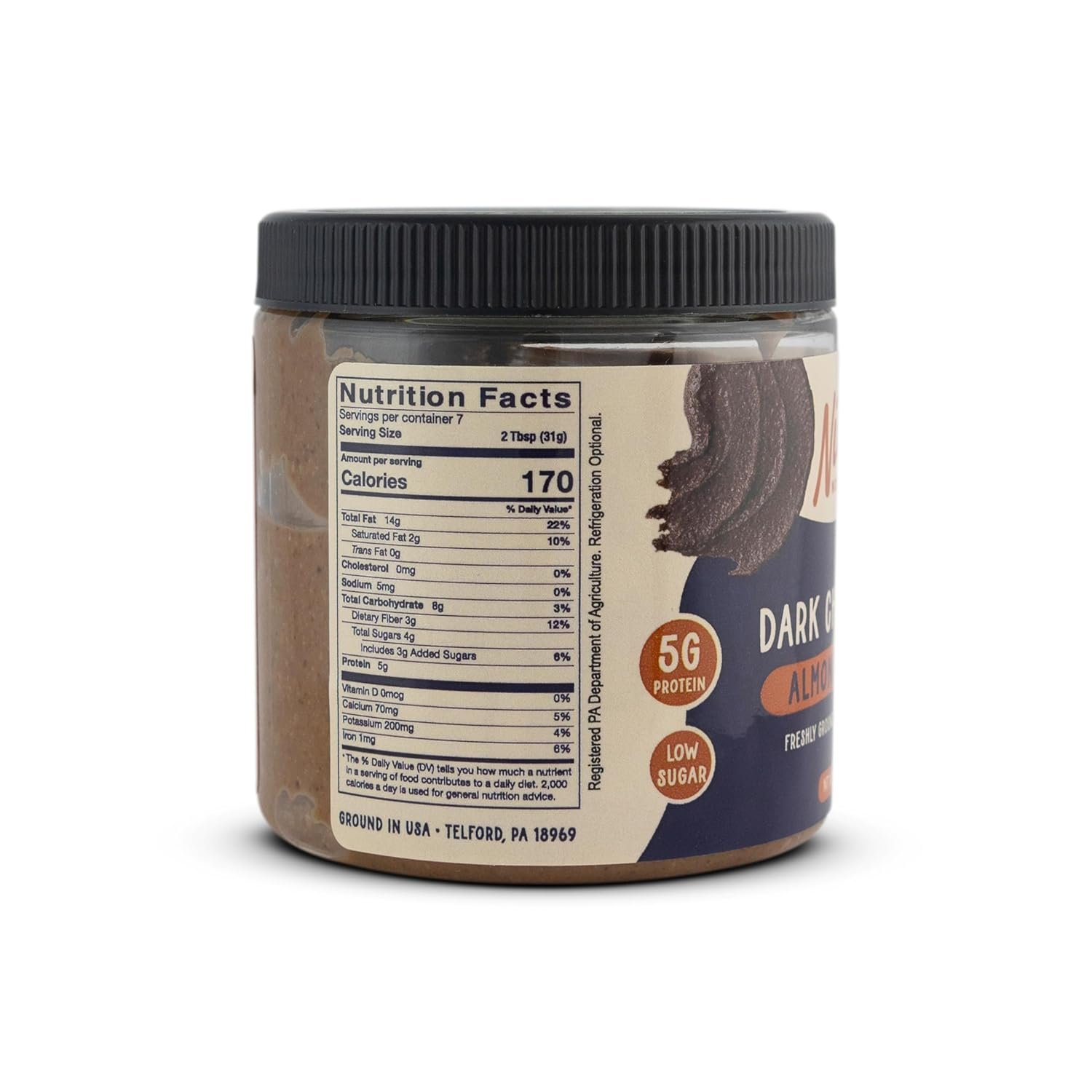 Nutty Novelties Gourmet Dark Chocolate Almond Butter for Toast, Smoothies, and Baking - High Protein & Healthy, Keto & Paleo Friendly - Non-GMO, No Artificial Ingredients - Creamy Nut Butter - 8 Ounces - Image 2