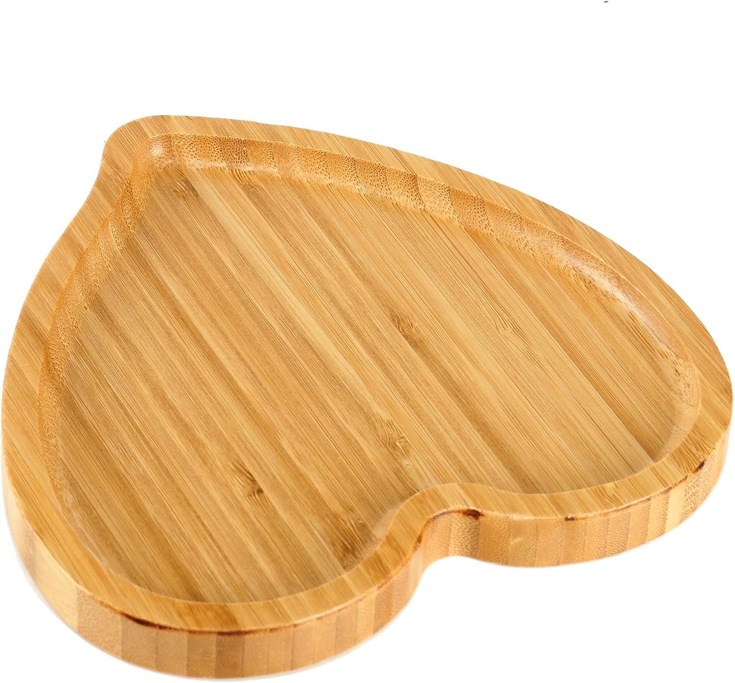 BinaryABC Heart Shaped Wood Serving Platters and Trays Side Dish Serving Trays Tabletop Serving Platters,Valentines Day Table Decorations Supplies (7.87inch) - Image 6