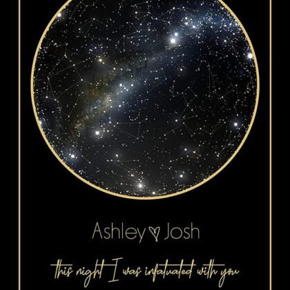 Personalized Star Constellation Map Print, Minimal Star Chart, Night Sky Poster 8st