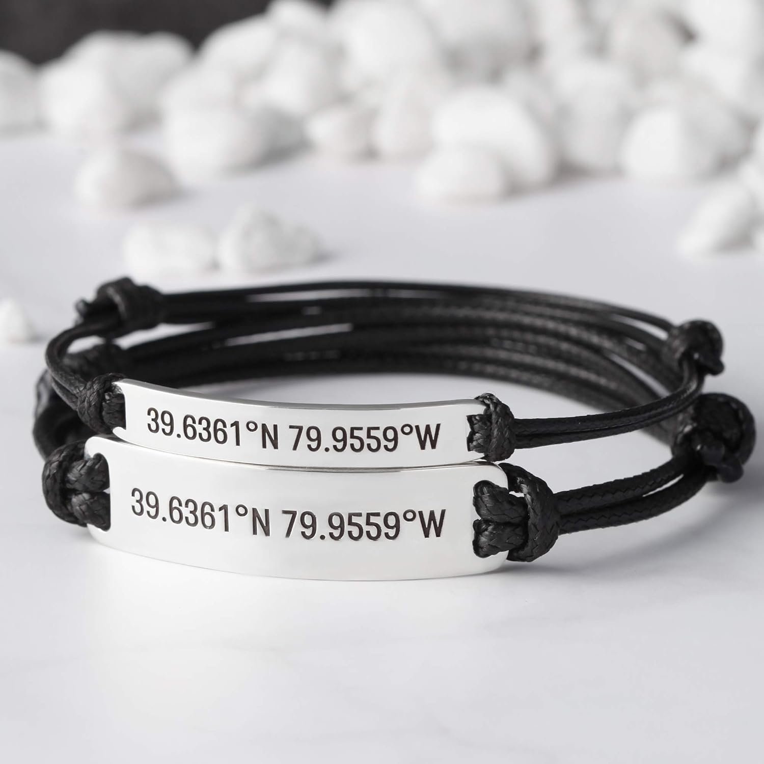 RUGGEDGIFTS Coordinate Bracelets For Couples, Couples Bracelets Set, Latitude Longitude Bracelet, Location Bracelet, Gps, Birthday Gift For Him, Long Distance Relationship Jewelry, 925 Sterling Silver - Image 7
