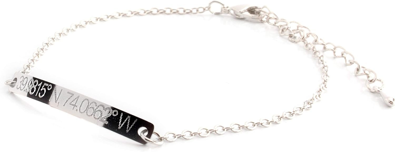 Petite Boutique Personalized Coordinate Bracelet 16K Plated Gold Rose Gold Silver Birthday Christams Bridesmaids Gift Longitude Longitude Customized - Image 2