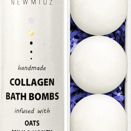 Creamy Collagen Bubble Bath Bombs with Oatmeal Milk Honey Essential Oils Luxurious Bath Gift Dry Skin Nourishment Indulge in A Blissful Bathing Spa