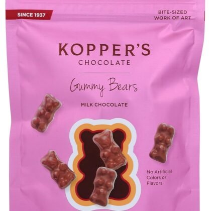 Kopper's Chocolate Milk Chocolate Covered Gummy Bears - No Artificial Colors or Flavors - 4 Oz Pouch, 4 Ounce (Pack of 1)