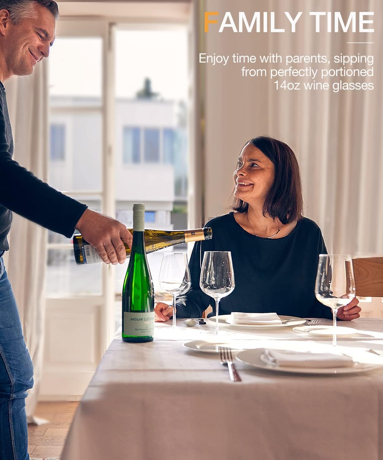 LUNA & MANTHA White Wine Glasses Set of 4, Crystal Wine Glasses with Stem, Hand Blown 14oz, Perfect for Red,White Gift Packaging for Daily Use, Father's Day, Wedding Anniversary or Birthday - Image 2