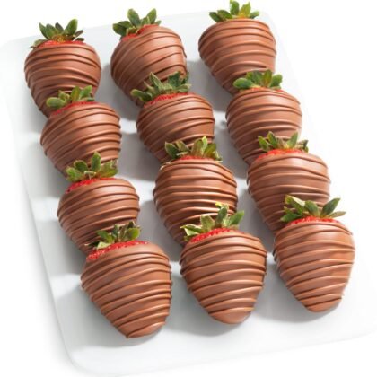 A Gift Inside Milk Madness Chocolate Dipped Strawberries - 12 Berries for Valentine's Day, Birthday, Thank You