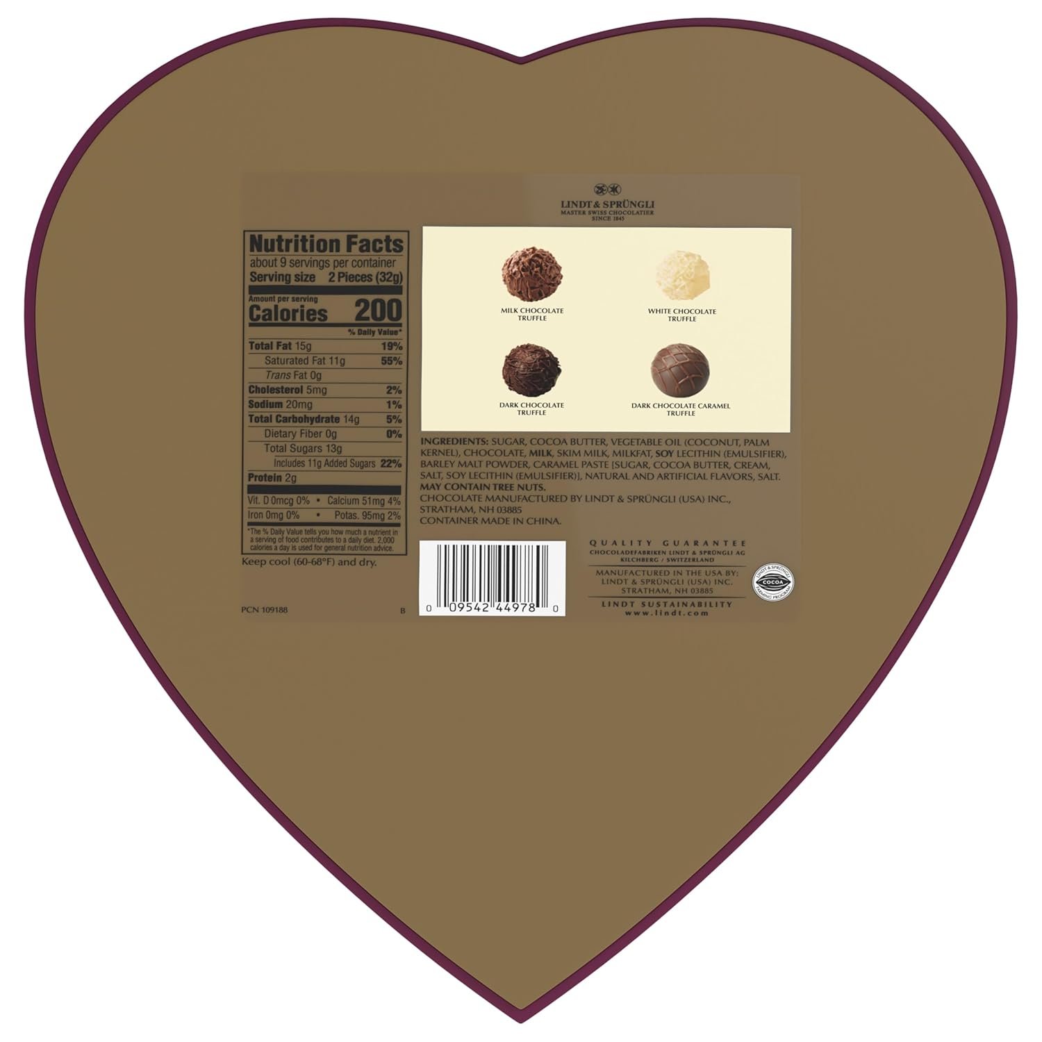 Lindt Valentine's Gourmet Truffles Assorted Chocolate Candy Heart, 10.6 oz. - Image 9
