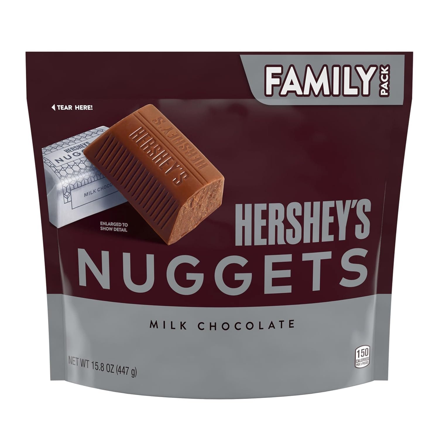 HERSHEY'S Milk Chocolate Nuggets Packaged Candy Family Pack Stand Up Bag, 15.8 oz.(447 g) - Image 3