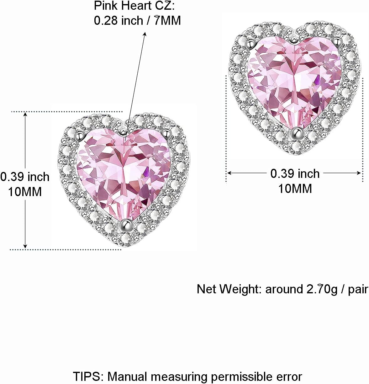 YOMELA Cubic Zirconia Earrings Studs, Halo CZ Birthstone Simulated Diamond Stud Earrings for Women - Image 3