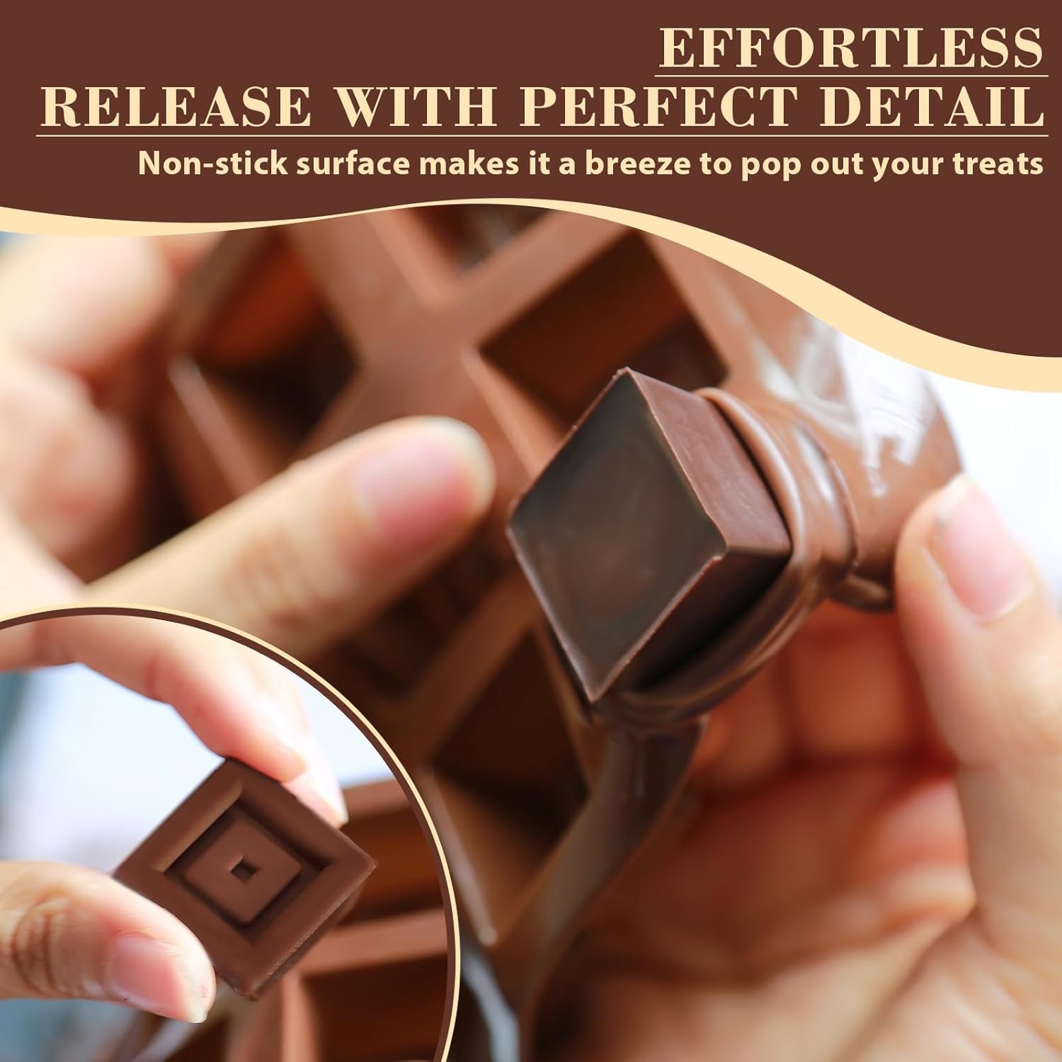 HKNMTT Chocolate Molds Silicone for Hard Candy Butter, 4 Pcs Small Bite Size Heart Star Sqaure Shapes Truffle Caramel Mould, Homemade Wax Melts Food Grade Baking Set Oven Safe Kit - Image 2