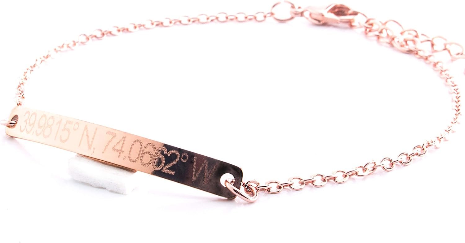 Petite Boutique Personalized Coordinate Bracelet 16K Plated Gold Rose Gold Silver Birthday Christams Bridesmaids Gift Longitude Longitude Customized - Image 3