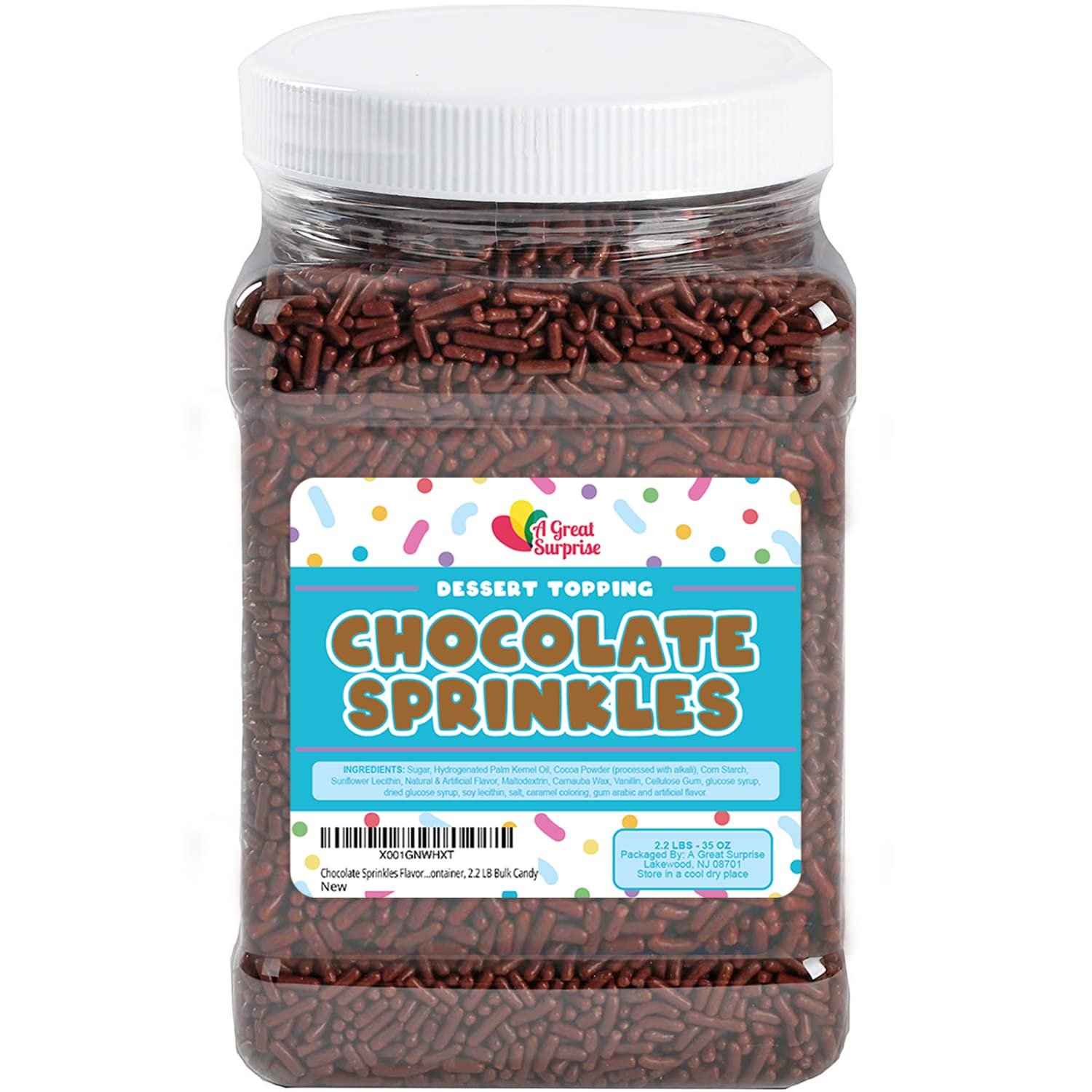 A Great Surprise Chocolate Sprinkles - 2.2 Pounds - Chocolate Jimmies for Ice Cream - Holiday Toppings for Baking, Cake Decorating, Cookies, Cupcake - Image 5