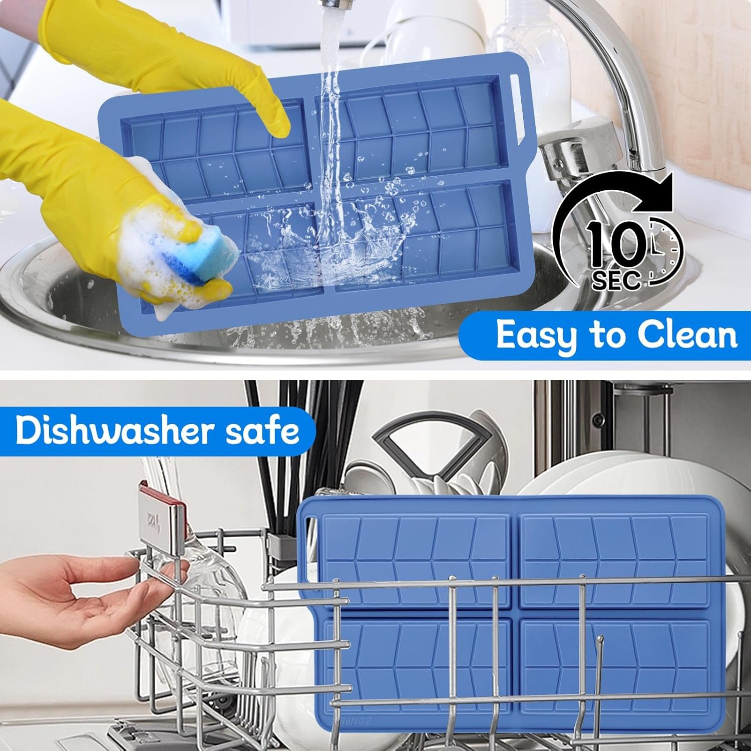 Chocolate Bar Molds Silicone Non Stick 0.82inch Deep,2 Pack Thick Dubai Shapes Chocolate Stuffed Bar Mold Kit for Filling Knafeh Candy with 100pcs Bags and 104pcs Stickers - Image 6