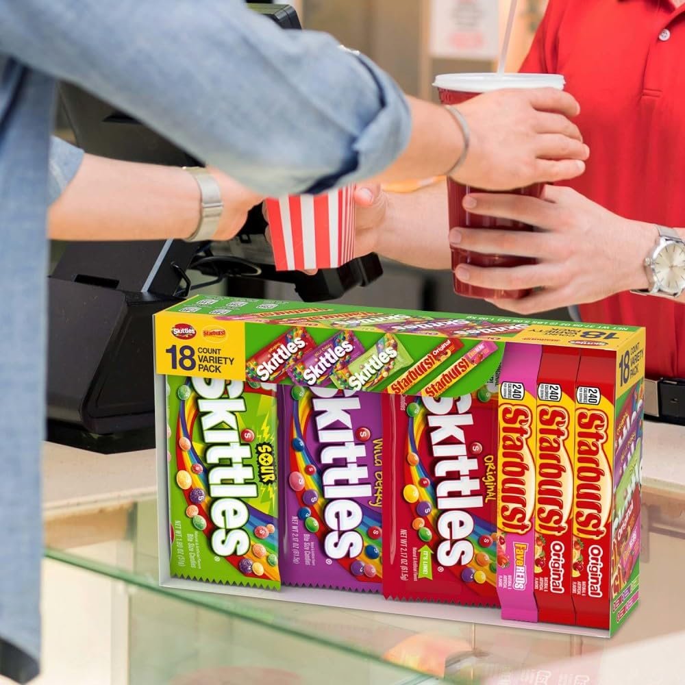 SKITTLES & Starbust Assorted Candy Variety Pack for Holidays, Gifts, Parties, Candy Assortment, 37.05 oz (18 Count) Bulk Box - Image 7