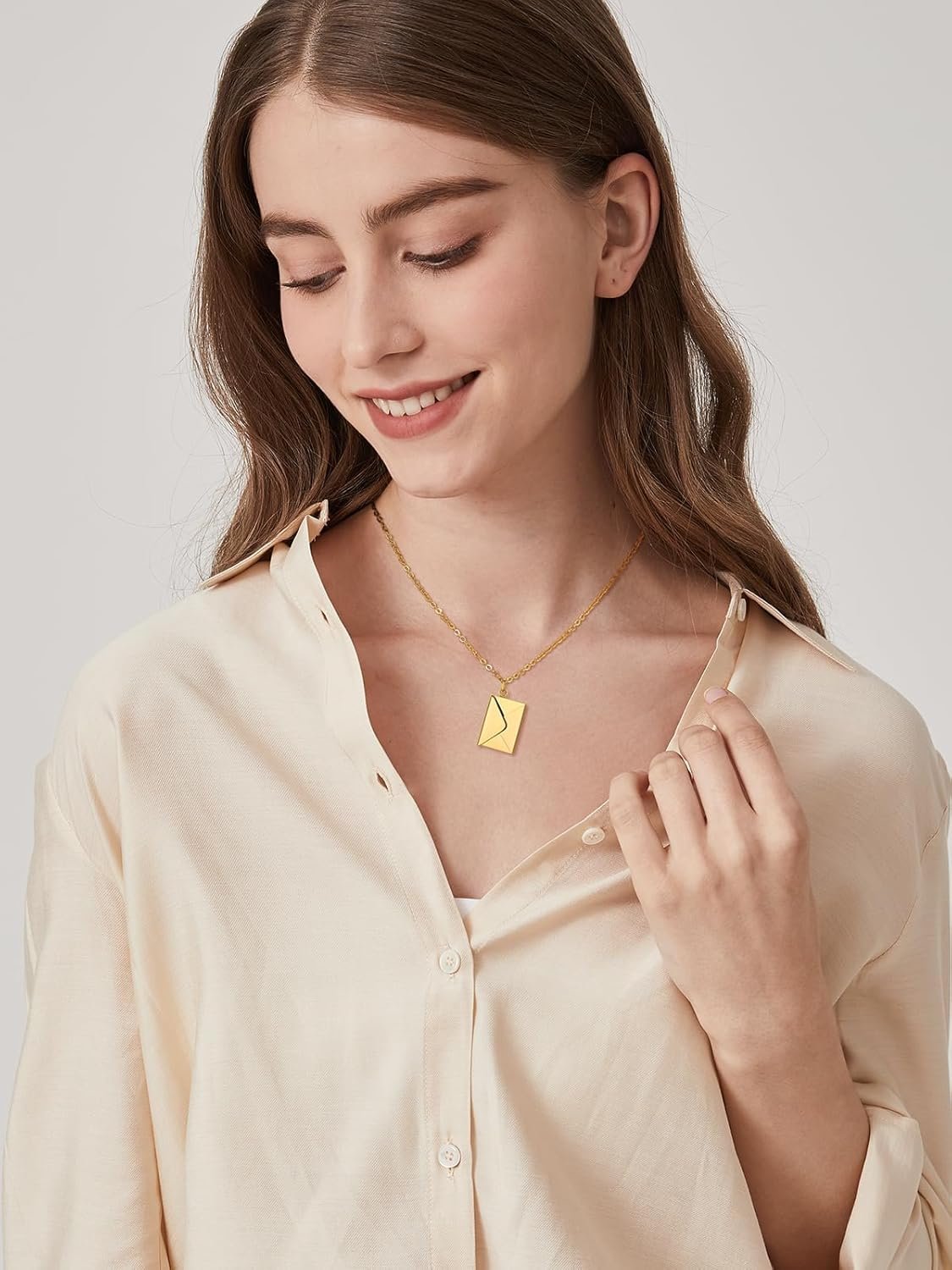 Custom4U Personalized Envelope Necklace with Picture Message Custom Love Letter Locket Necklace for Women Silver/Gold/Rose Gold/Black Birthday Mothers Day Photo Jewelry Gifts for Mom Wife (Gift Box) - Image 2