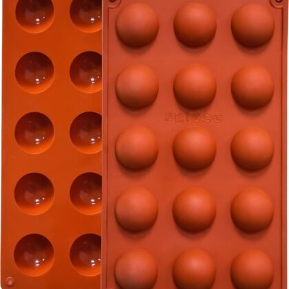 Small 15-Cavity Semi Sphere Silicone Molds Non-Stick,2 Packs Half Sphere Silicone Baking Molds for Making Jelly, Chocolates and Cake