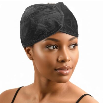 DONNA Silky Satin Wrap Cap – Adjustable Hair Wrap for Women, Soft & Smooth Satin Head Wrap, Comfortable Wide Design for Sleeping, Hair Care, or Styling, Black