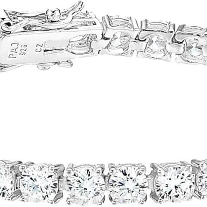 Amazon Essentials Plated Sterling Silver Round Cut Cubic Zirconia Tennis Bracelet