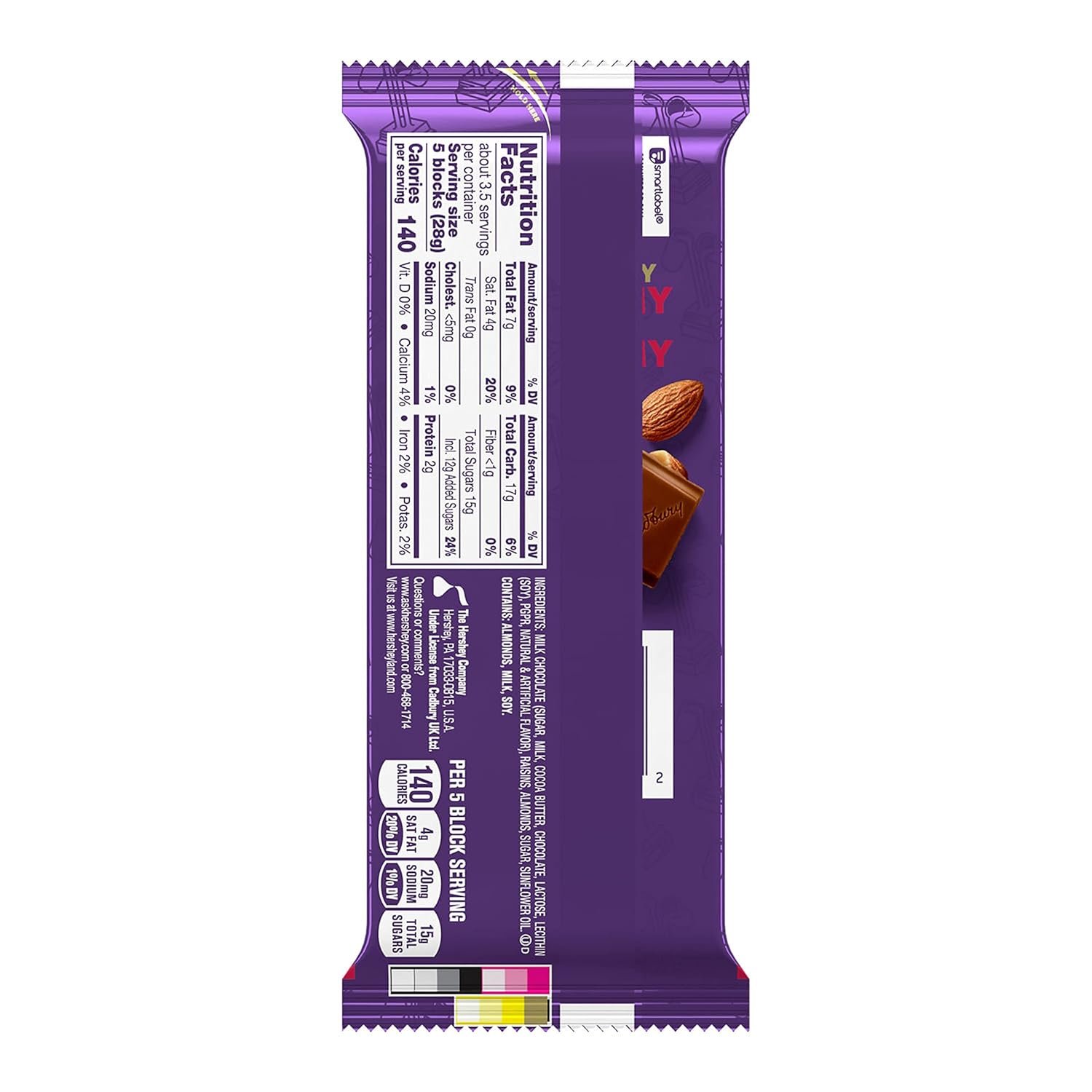CADBURY DAIRY MILK Fruit & Nut Milk Chocolate Candy Bar, 3.5 oz - Image 2