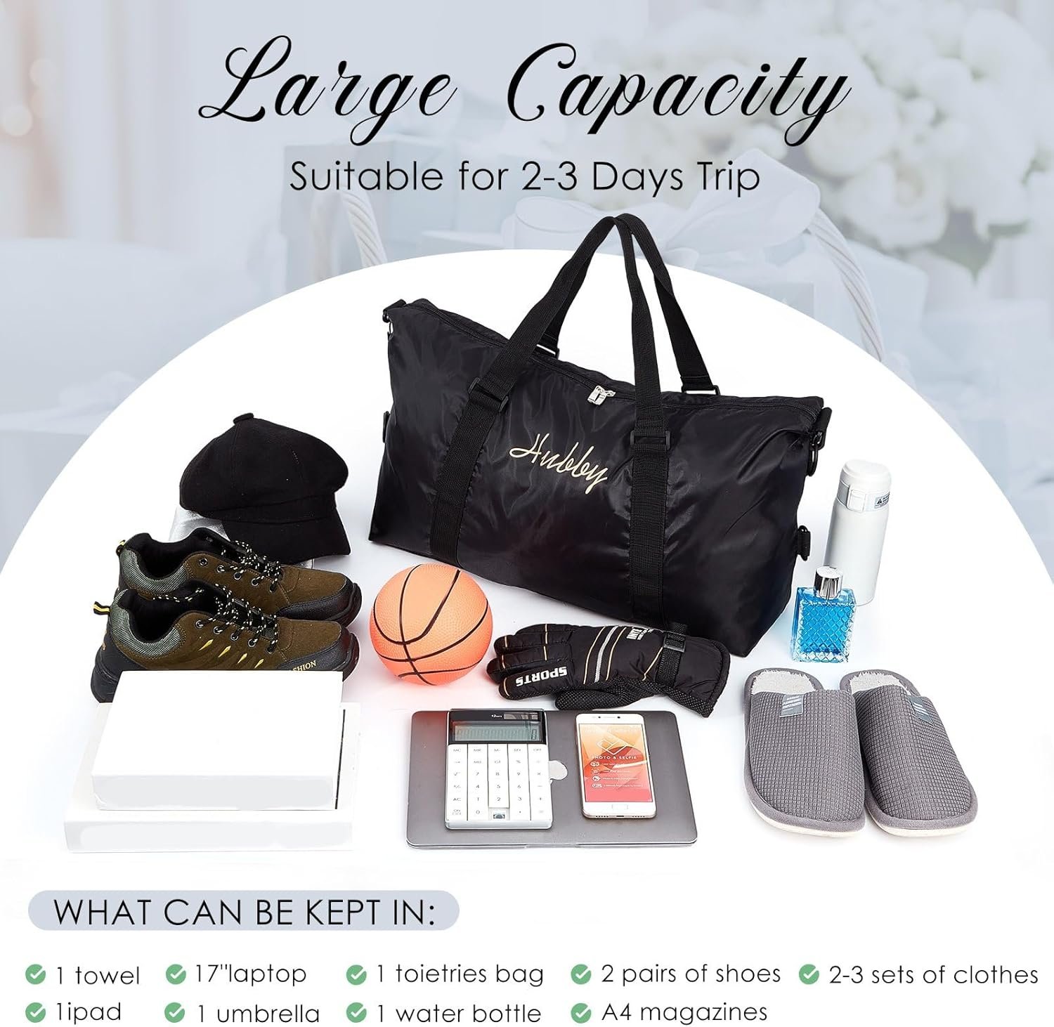 Sanwuta 2 Pcs Couple Duffel Travel Bag Set Wedding Gift Bag for Valentine Bride Groom Honeymoon Travel Bags Gym/weekender Bag(Wifey Hubby) - Image 4