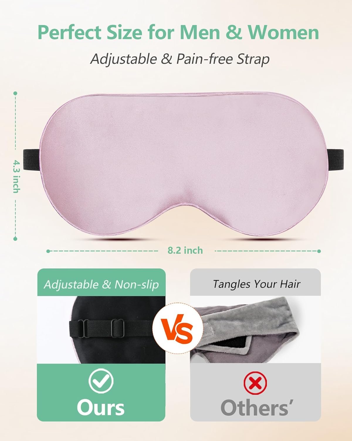 BeeVines 100% Real Mulberry Silk 2 Pack Sleep Mask, Natural Pure Silk Eye Masks with Adjustable Strap for Sleeping, 100% Block Light Eye Sleep Shade Cover, Reduces Puffy Eyes Traveling Gifts - Image 4