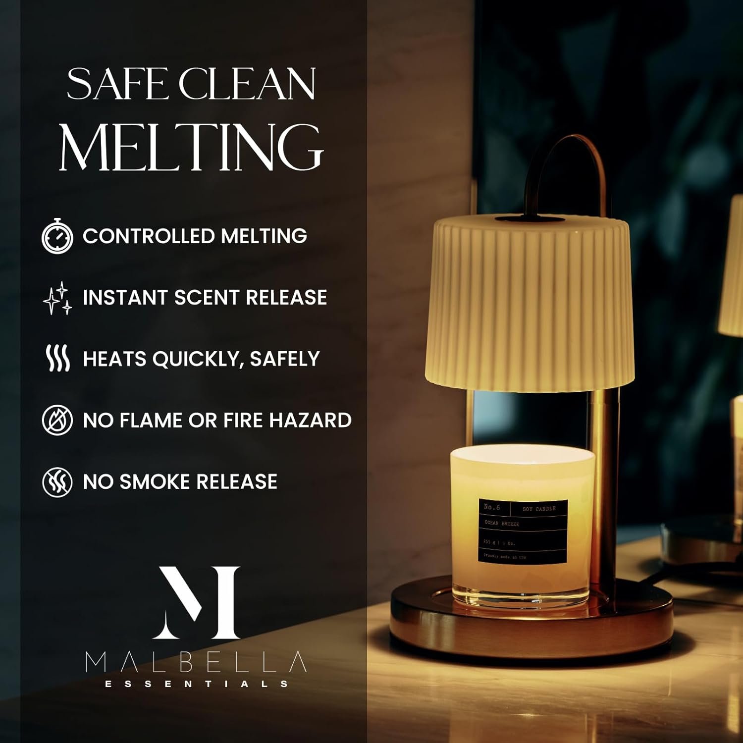 Dimmable Glass Candle Warmer Lamp with Timer - Adjustable Height Candle Lamp Warmer with Timer (8H/4H/2H) - Wax Melter - Ideal Gift, fits Various Size Scented Candles - 02 Bulb - (Gold Metal) - Image 4