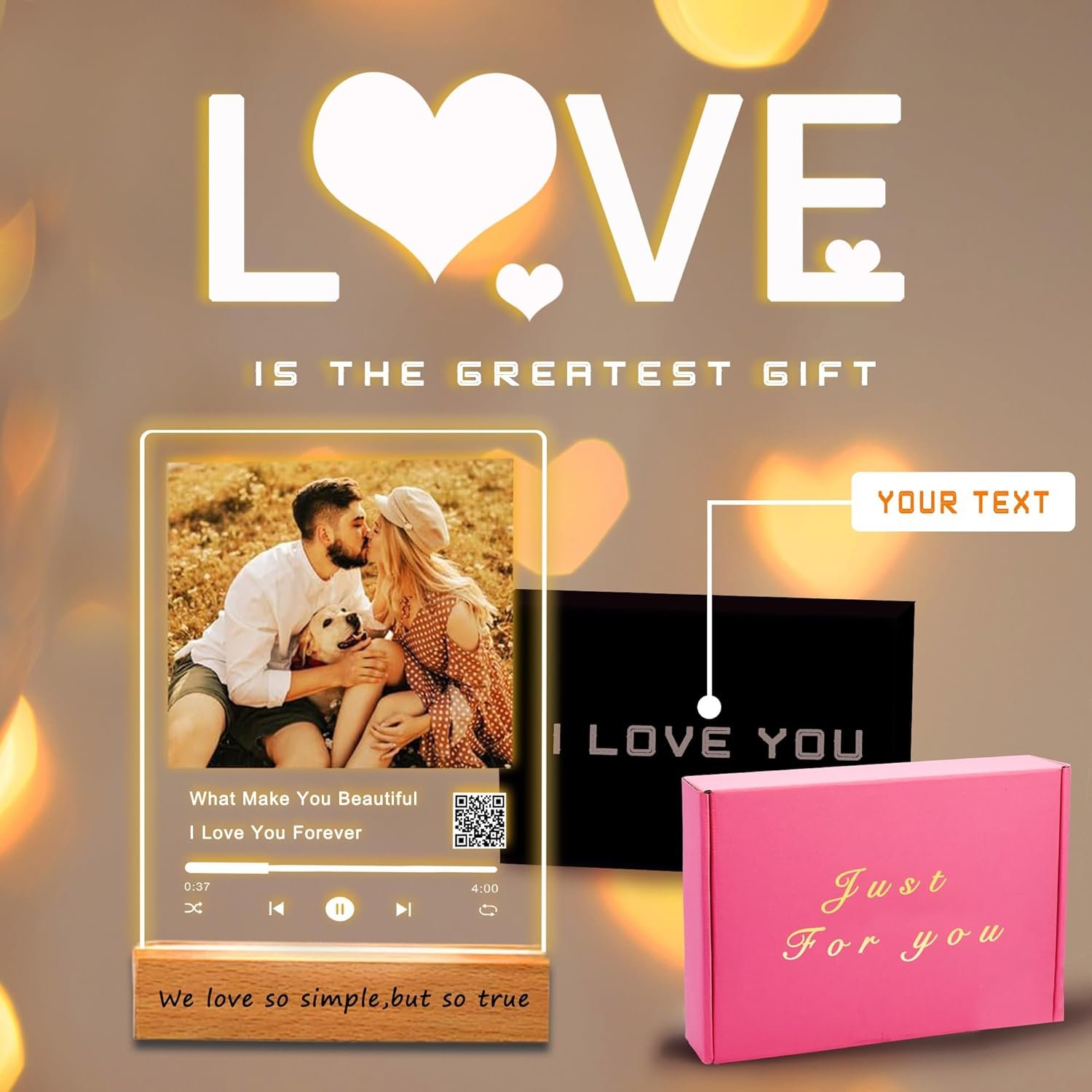 Personalized Acrylic Music Plaque with Wooden, Custom Spotify Plaque with Unique Custom Your Favorite Song & Photo for Boyfriend or Girlfriend, Customized Gifts for Couples, Famlily - Image 6