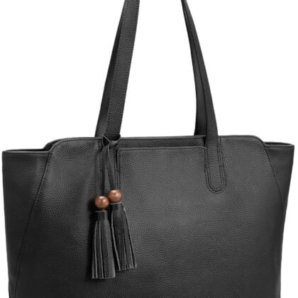 befen Genuine Leather Tote Bag for Women Work, Women's Tote Handbags Shoulder Satchel Purse with Compartments and Tassel