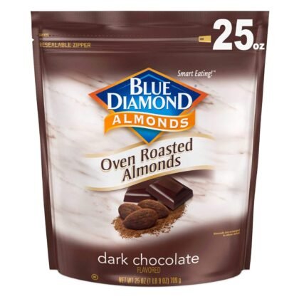 Blue Diamond Almonds, Oven Roasted Dark Chocolate Flavored Snack Nuts, Plant-Based Protein and Fiber, Perfect for Events, Holidays, Parties, and Lunch, Guilt-Free Snacking with Real Cocoa, 25 Oz Resealable Bag (Pack of 1)