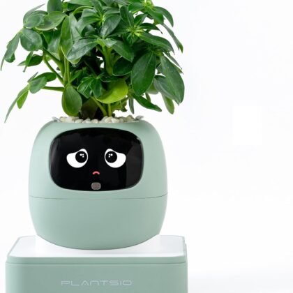Ivy AI Smart Plant Pot with Emoji Intelligent Planter Robot for Houseplants Tamagotchi Flower Pot Stylish Plantagotchi Home Decor(Mint)
