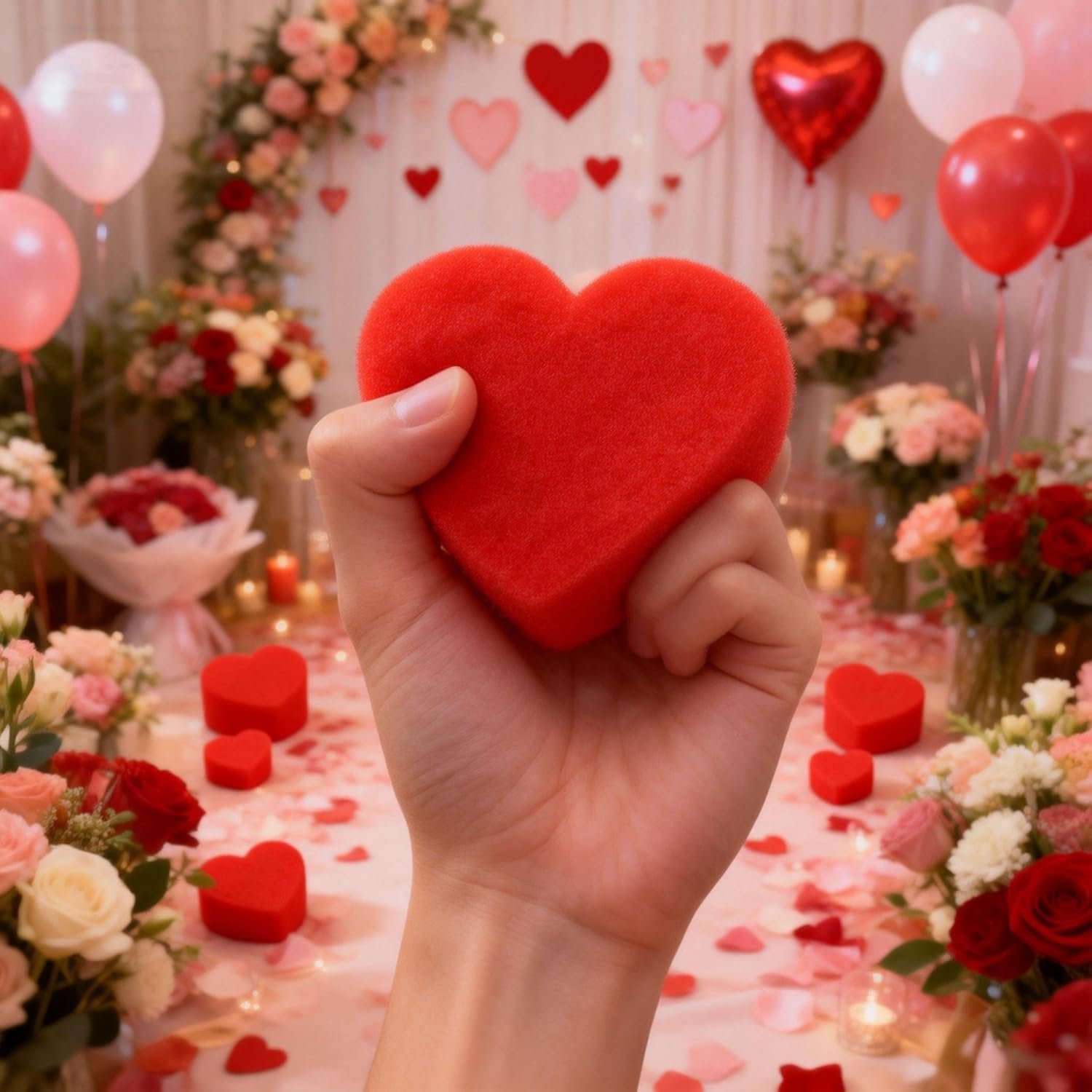 10Pcs Soft Red Sponge Heart Magic Red Heart for Valentine Day Wedding Supplies - Image 4