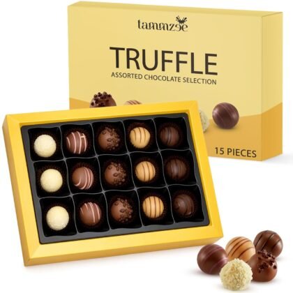 TRUFFLE ASSORTED CHOCOLATE SELECTION 15 Count. Ideal Assorted Chocolate Gift Box for Valentine’s Day, Anniversary, Birthday and Special Occasions, Perfect for Sharing with Loved Ones