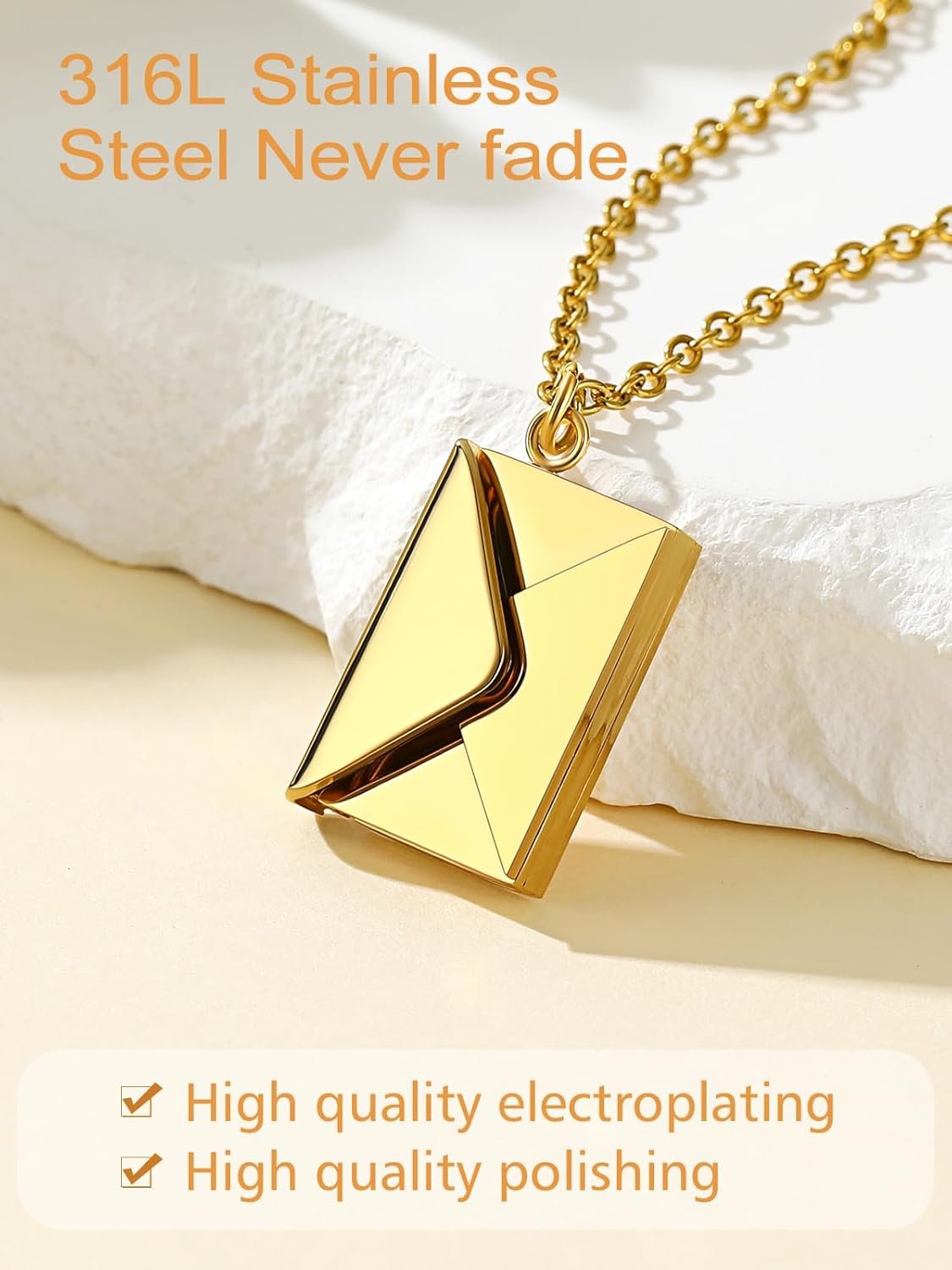 Custom4U Personalized Envelope Necklace with Picture Message Custom Love Letter Locket Necklace for Women Silver/Gold/Rose Gold/Black Birthday Mothers Day Photo Jewelry Gifts for Mom Wife (Gift Box) - Image 5