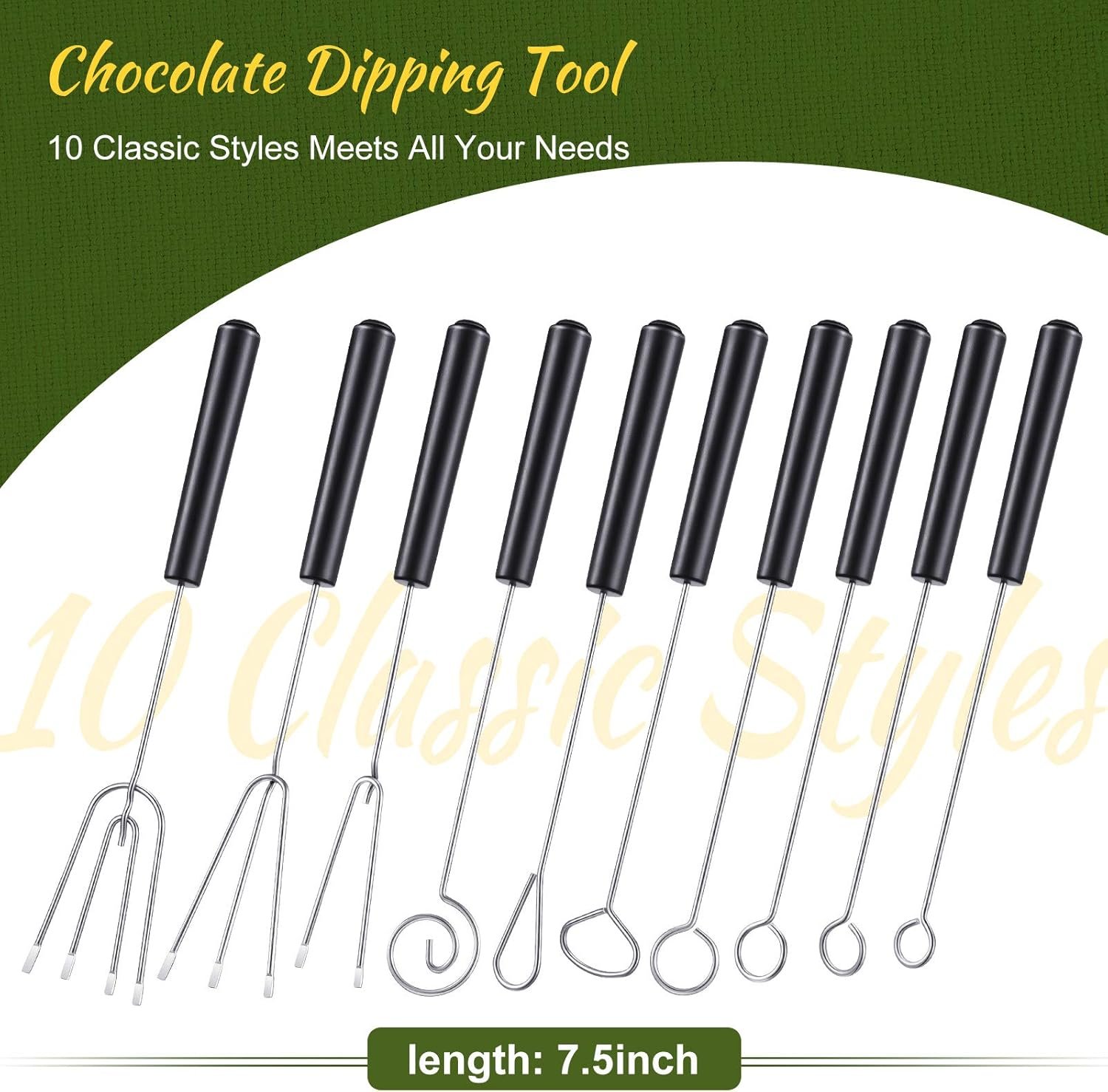 Patelai 12 Pcs Candy Dipping Tools Set Included 10 Chocolate Dipping Fork Spoons and 2 Stainless Steel Culinary Decorating Spoons Chef Art Pencil for Decorative Plates - Image 6