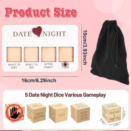 Date Night Dice, Funny Date Night Idea Dice for Couples, Portable Wooden Dice Kit for Wife Husband Girlfriend Boyfriend Couples Games Valentine's Day Wedding Anniversaries Birthdays Gifts
