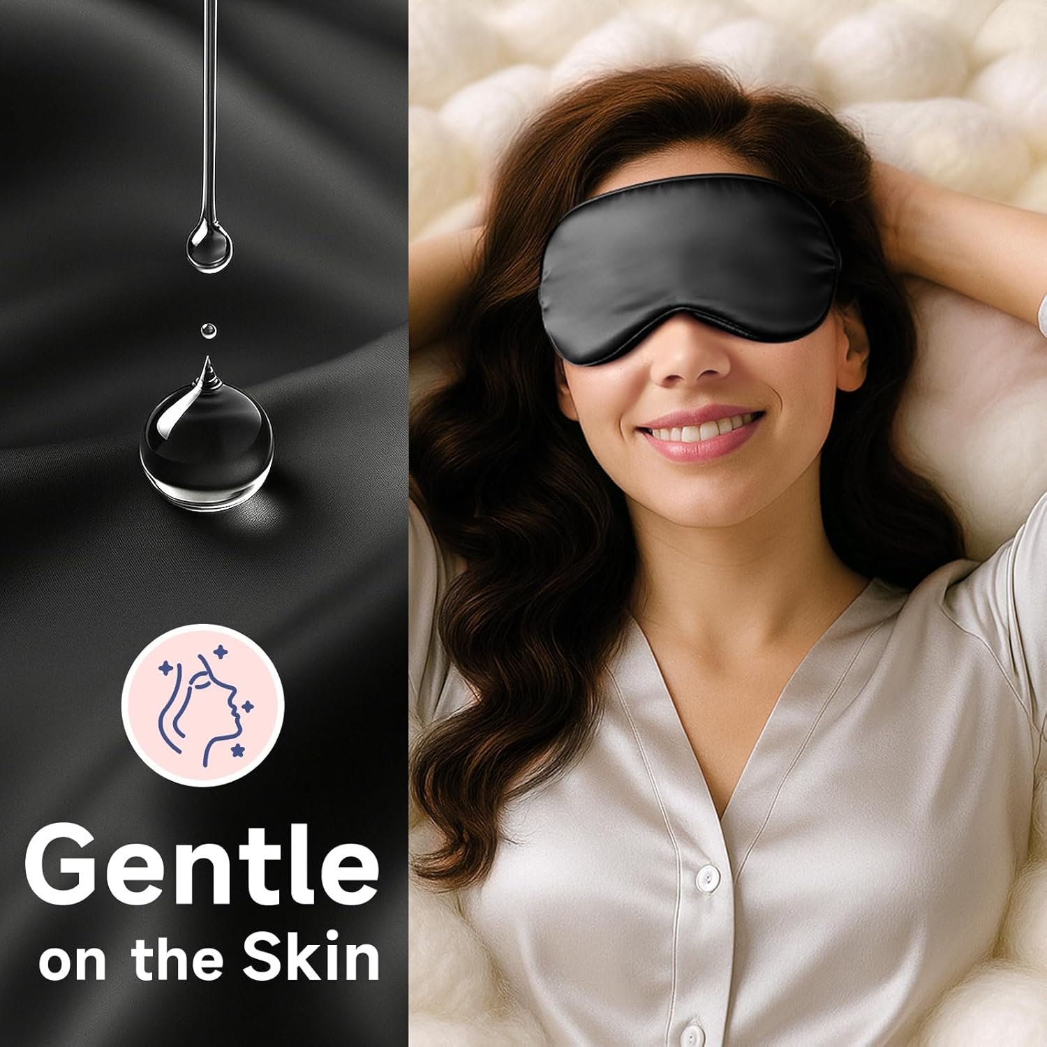 Umisleep Sleep Mask for 100% Pure Mulberry Silk, 22 Momme 6A Soft Eye Masks for Sleep, Adjustable Sleep Masks for Women Men, Light Blocking Sleeping Mask, Silk Eye Mask for Sleeping, Blindfold, Black - Image 3