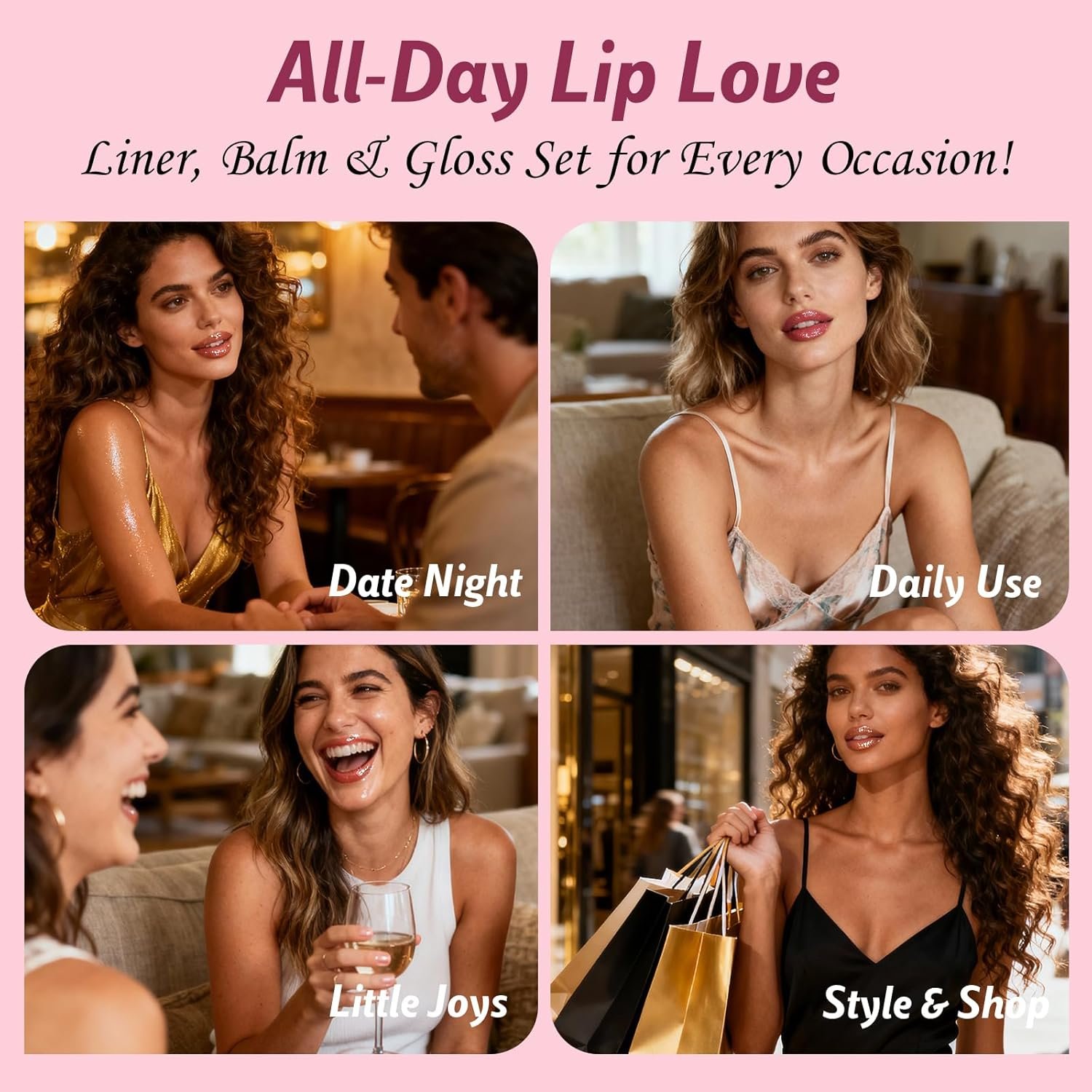 3PCS Lip Combo Set - Matte Lip Liner Pencil + Hydrating Tinted Lip Balm + Juicy Lip Gloss Tint, Non-Sticky, Long-Lasting, High Pigment Lip Makeup Kit (Sweet Fig Set) - Image 7