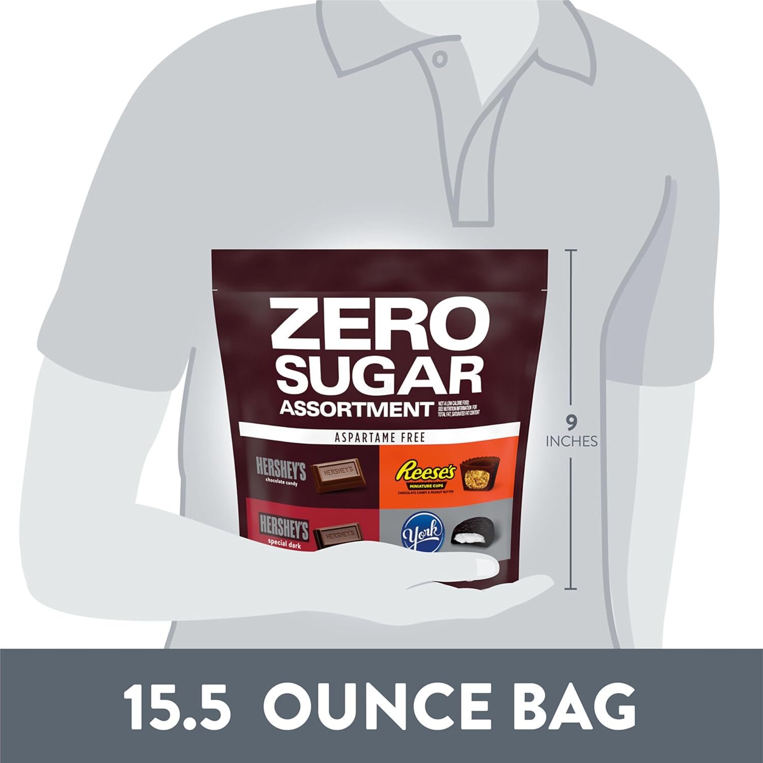 HERSHEY'S, REESE'S and YORK Zero Sugar Assorted Flavored Candy Variety Bag, 15.5 oz - Image 4