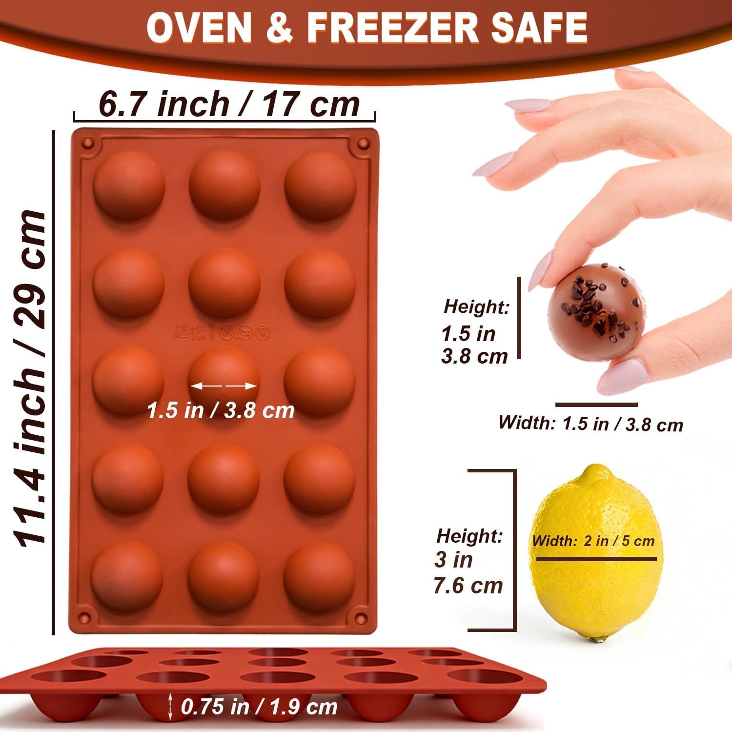 Small 15-Cavity Semi Sphere Silicone Molds Non-Stick,2 Packs Half Sphere Silicone Baking Molds for Making Jelly, Chocolates and Cake - Image 5