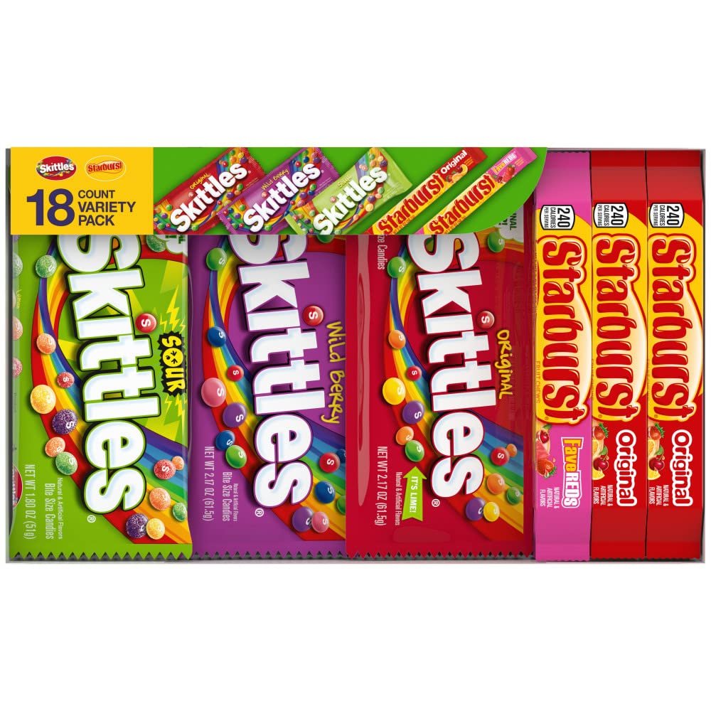 SKITTLES & Starbust Assorted Candy Variety Pack for Holidays, Gifts, Parties, Candy Assortment, 37.05 oz (18 Count) Bulk Box - Image 3