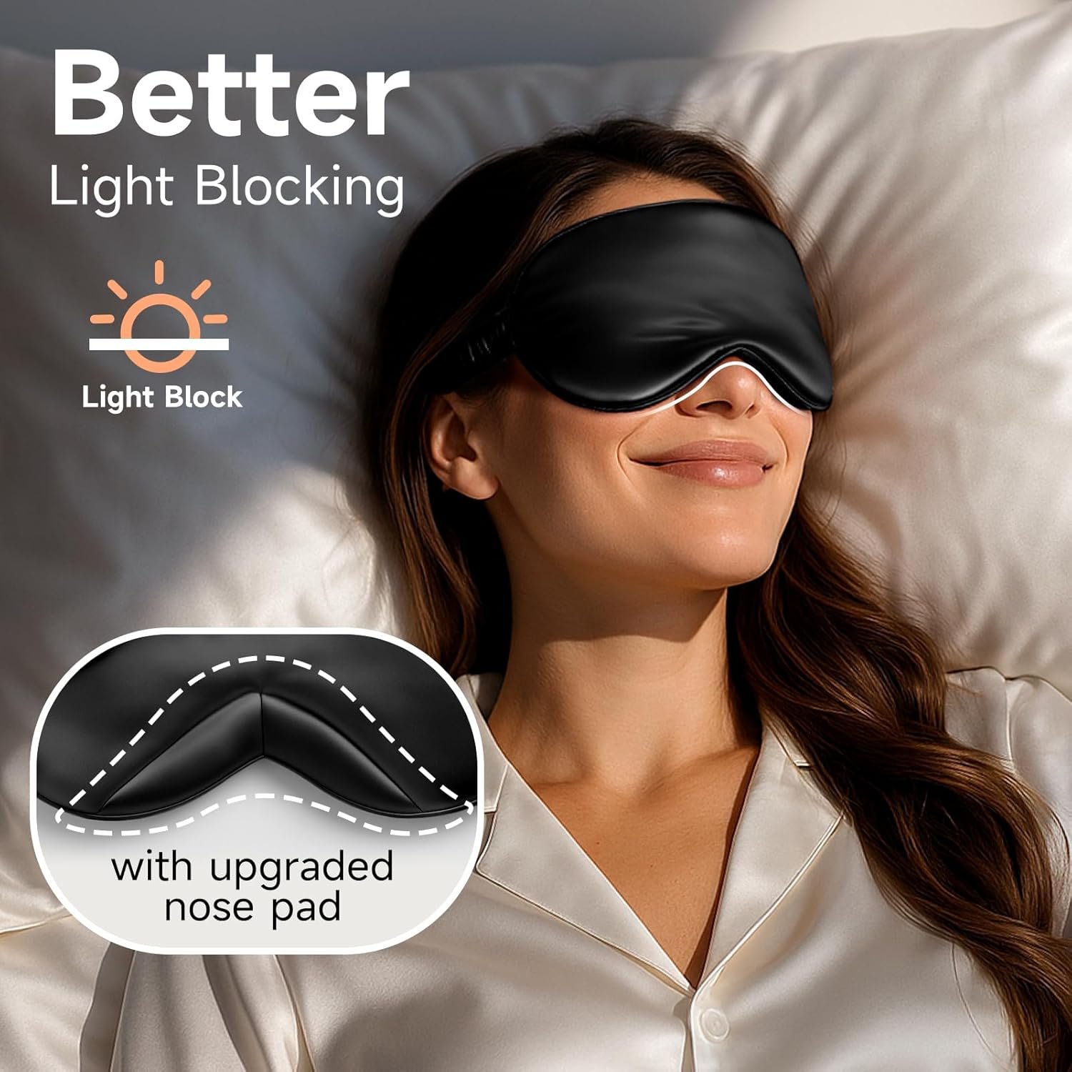 Umisleep Sleep Mask for 100% Pure Mulberry Silk, 22 Momme 6A Soft Eye Masks for Sleep, Adjustable Sleep Masks for Women Men, Light Blocking Sleeping Mask, Silk Eye Mask for Sleeping, Blindfold, Black - Image 4