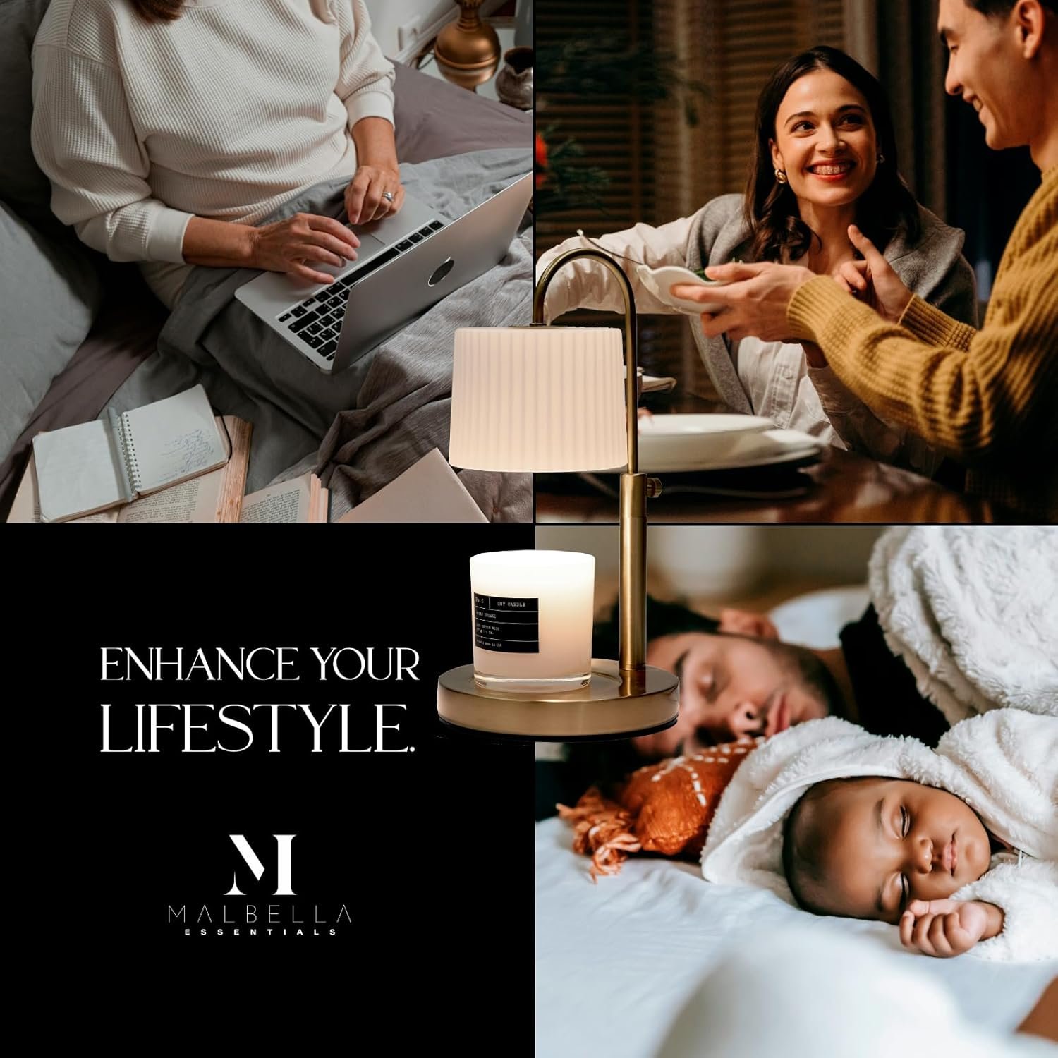 Dimmable Glass Candle Warmer Lamp with Timer - Adjustable Height Candle Lamp Warmer with Timer (8H/4H/2H) - Wax Melter - Ideal Gift, fits Various Size Scented Candles - 02 Bulb - (Gold Metal) - Image 7