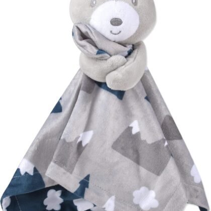 Minky Animal Snuggler Lovey Blanket for Kids, Babies, Boys, Girls, Gender Neutral Security Blanket with Stuffed Animal (Beloved Snowcap Bear)