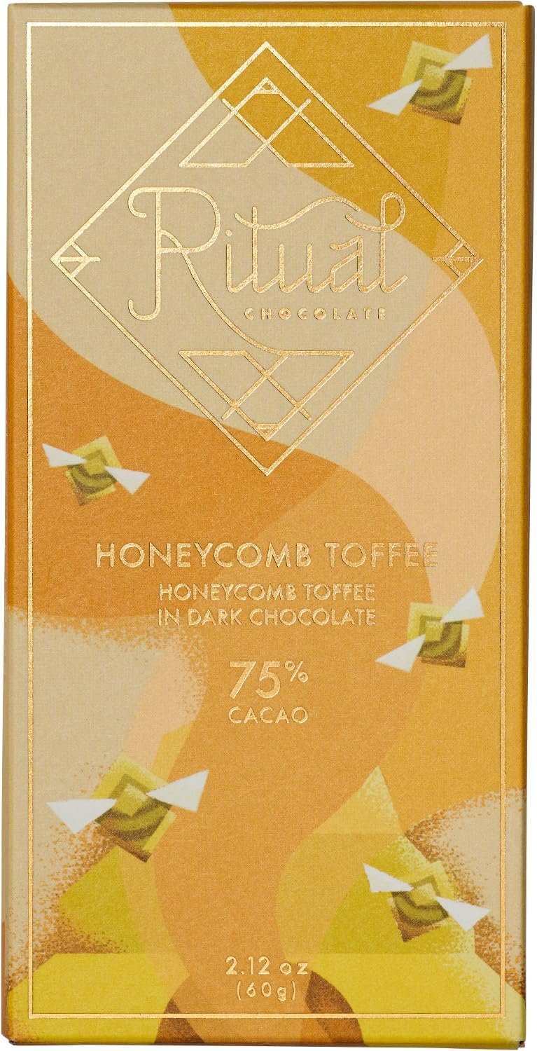 Ritual Dark Chocolate Bar, Honeycomb Toffee 75% Cacao, Notes of Honey Comb & Dark Chocolate, 2.12 oz
