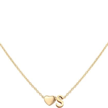 Initial Heart Necklace 18K Gold Plated Stainless Steel Tiny Heart Letter Necklace Personalized Monogram Name Necklace for Women